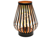 Load image into Gallery viewer, Metal Lantern Bedside Lamp LED With Black Novelty Shade - Black