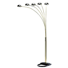 Load image into Gallery viewer, Five Light Arc Floor Lamp With Brass Metal Dome Shade - Brass