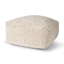 Load image into Gallery viewer, Chenille Damask Pouf Ottoman - Beige / Cream