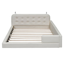 Load image into Gallery viewer, Queen Size Upholstered Platform Bed With 2 Reading Lights - White