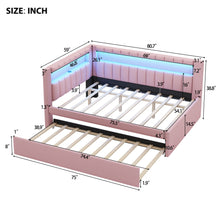 Load image into Gallery viewer, Upholstered Platform Bed With USB Ports And LED Belt