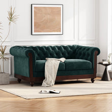 Load image into Gallery viewer, Chesterfield Velvet Loveseat Sofa, 2 Person Rolled Arm Upholstered Couch