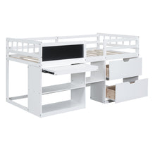 Load image into Gallery viewer, Low Loft Bed With Rolling Desk, Shelf And Drawers