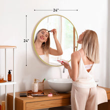 Load image into Gallery viewer, 24" Aluminum Round Framed Accent Mirror - Gold