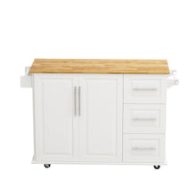 Load image into Gallery viewer, Kitchen Island Cart With 2 Door Cabinet, 3 Drawers, Spice Rack & Towel Rack - White