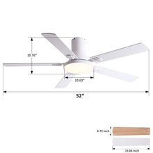 Load image into Gallery viewer, Flush Mount Ceiling Fans With LED Light And Remote Control, 5 Blades