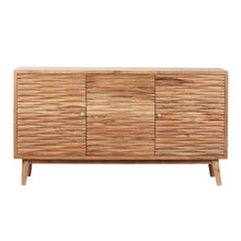 Load image into Gallery viewer, Boho Handcrafted 3 Door Sideboard, Carved Texture & Artisanal Charm - Natural