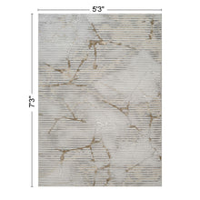 Load image into Gallery viewer, Geometrix - 5'3" X 7'3" Area Rug With Geometric, 3D Effect - Ivory / Gray