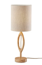 Load image into Gallery viewer, Solid Wood Round Table Lamp With Beige Drum Shade - Natural