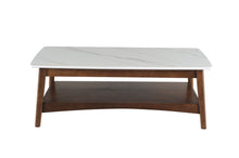 Load image into Gallery viewer, Stone Rectangular Coffee Table With Shelf - Walnut And White