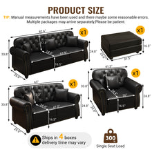Load image into Gallery viewer, Upholstered Sofa With Nailhead Trim, Rolled Armrests With Ottoman
