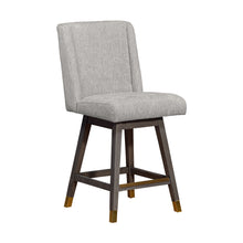 Load image into Gallery viewer, Upholstered And Solid Wood Swivel Counter Height Bar Chair - Brown And Gray