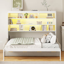 Load image into Gallery viewer, Murphy Cabinet Bed With Folding Sofa, Built In Storage Shelves And LED Light