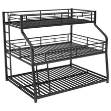 Load image into Gallery viewer, Twin Long / Full Long / Queen Triple Bunk Bed With Long And Short Ladder And Full-Length Guardrails - Black