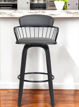 Load image into Gallery viewer, Faux Leather Swivel Low Back Counter Height Bar Chair - Gray And Black
