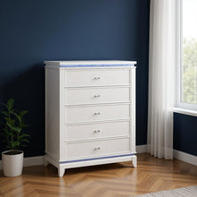 Load image into Gallery viewer, 36" Faux Crystal Glitter Wood Lighted Five Drawer Dresser - White
