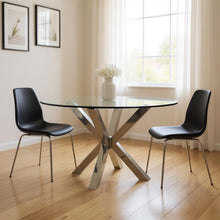 Load image into Gallery viewer, 54" Cross Leg Base Round Top Dining Table - Clear