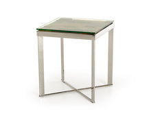 Load image into Gallery viewer, Glass Square End Table - Silver And Brown