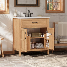 Load image into Gallery viewer, Bathroom Vanity With Sink, Adjustable Shelf & Door Organizers - Walnut