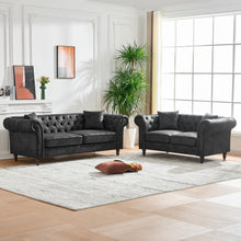 Load image into Gallery viewer, Chesterfield 3 And 2 Seater Sofa Set, High Tech Fabric Upholstered Couch For Living Room