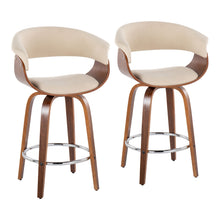 Load image into Gallery viewer, Vintage Mod - Mid Century Modern Fixed Height Counter Stool With Swivel With Round Footrest (Set of 2)