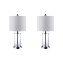 Load image into Gallery viewer, USB Table Lamps With Drum Shades (Set of 2) - Silver