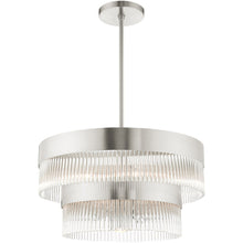 Load image into Gallery viewer, 24" Seven Light Dimmable Chandelier With Shades - Nickel
