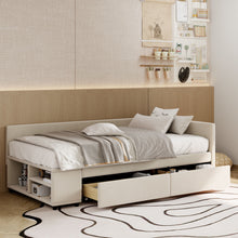 Load image into Gallery viewer, L Shaped Upholstered Platform Bed With Storage And Drawers