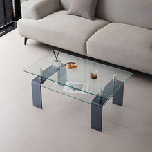 Load image into Gallery viewer, Modern Tempered Glass Coffee Table With 2 Tier Storage For Living Room
