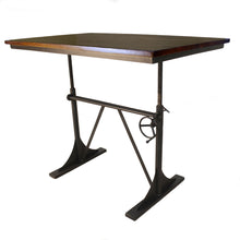 Load image into Gallery viewer, 48" Solid Wood And Iron Trestle Base Dining Table - Brown