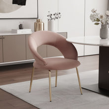 Load image into Gallery viewer, Velvet Metal Curved Back Dining Side Chair - Pink / Gold