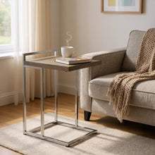 Load image into Gallery viewer, Wood And Metal End Table - Taupe / Silver