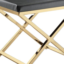Load image into Gallery viewer, 21" Faux Leather Vanity Chair - Charcoal / Gold
