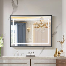 Load image into Gallery viewer, LED Bathroom Beveled Mirror, 3000 - 6000K Gradient Front And Backlit LED Mirror For Bathroom, 3 Colors Dimmable, Ip54 Enhanced Anti Fog
