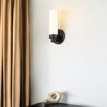 Load image into Gallery viewer, Wall Light With Narrow Frosted Glass Shade - Matte Black