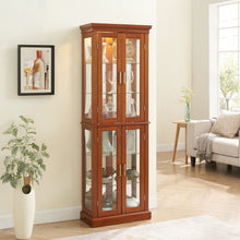 Load image into Gallery viewer, Curio Cabinet Lighted Curio Diapaly Cabinet With Adjustable Shelves And Mirrored Back Panel, Tempered Glass Doors (6 Tier), (E26 Light Bulb Not Included)