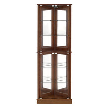 Load image into Gallery viewer, Corner Curio Dispaly Cabinet With Lights, Adjustable Tempered Glass Shelves, Mirrored Back (E26 Light Bulb Not Included)