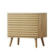 Load image into Gallery viewer, Solid Wood Ribbed Texture Two Drawer Nightstand - Natural