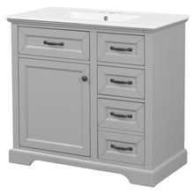 Load image into Gallery viewer, 36" Bathroom Vanity With Sink, 2 Tip-Out Drawers, Soft Close Hinges