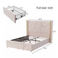 Load image into Gallery viewer, Modern Upholstered LED Bed Frame With Storage Drawers, Wingback Headboard, RGB Light