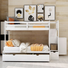 Load image into Gallery viewer, Bunk Bed, Convertible Bottom Bed, Storage Shelves And Drawers