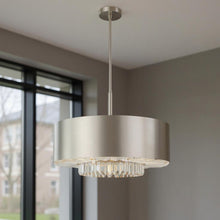 Load image into Gallery viewer, 25'' Six Light Dimmable Chandelier With Shades - Nickel