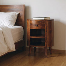 Load image into Gallery viewer, 22" Solid Wood Oval One Drawer Nightstand - Chestnut