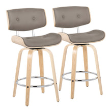 Load image into Gallery viewer, Lombardi - Mid Century Modern Fixed Height Counter Stool With Swivel With Round Footrest (Set of 2)