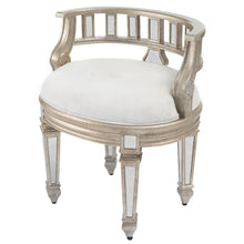 Load image into Gallery viewer, Linen Metallic Round Ottoman - Cream / Silver