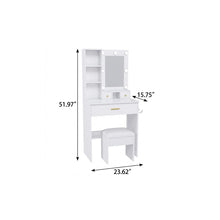 Load image into Gallery viewer, Mirrored Three Drawer Vanity Table Lights - White
