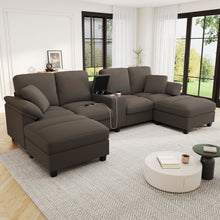 Load image into Gallery viewer, Modern U-Shaped Sectional Sofa With Storage Ottomans