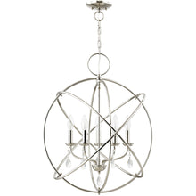 Load image into Gallery viewer, 27" Five-Light Dimmable Chandelier With Shades - Nickel