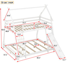 Load image into Gallery viewer, Twin Over Queen House Bunk Bed With Climbing Nets And Climbing Ramp