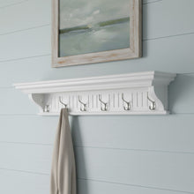 Load image into Gallery viewer, 39" Solid Wood Six Hook Wall Mount Coat Rack - White